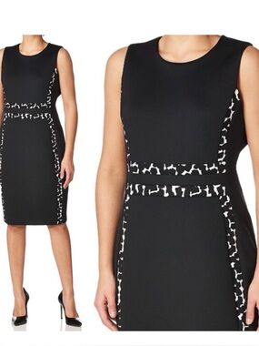 CALVIN KLEIN Women's
Stretch Ponte Colorblock
Sheath Dress BLACK/WHITE
Size 8